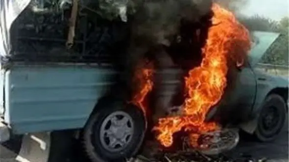 راننده زنده زنده در آتش سوخت+عکس