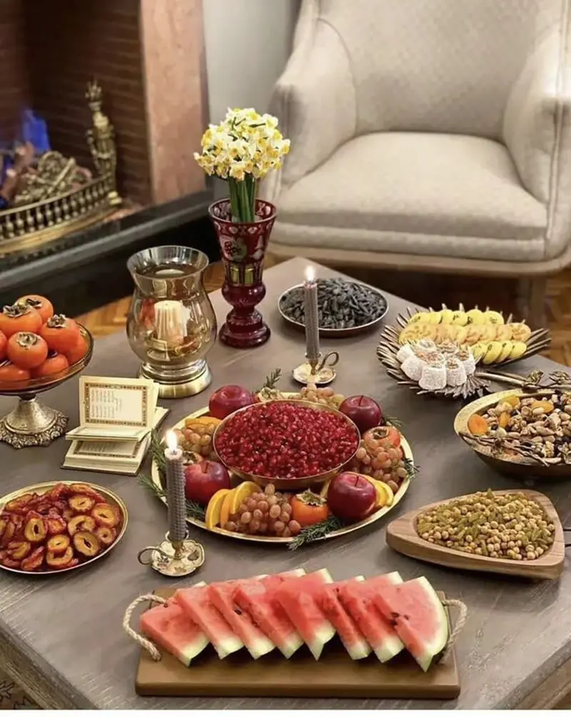 تزیین شب یلدا برای عروس اینستاگرام
