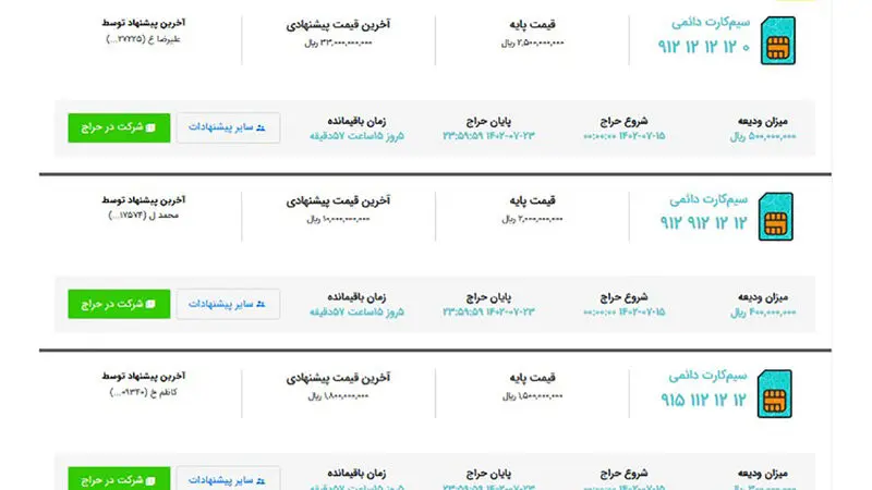 قیمت خطوط همراه اول