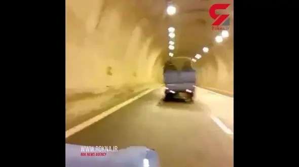 فیلم رانندگی وحشتناک نیسان وانت پر از بار در تونل پردیس