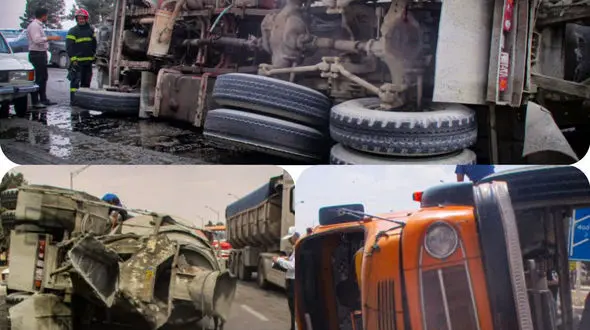 واژگونی عجیب و غریب کامیون!/ در اصفهان اتفاق افتاد! + عکس