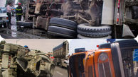 واژگونی عجیب و غریب کامیون!/ در اصفهان اتفاق افتاد! + عکس