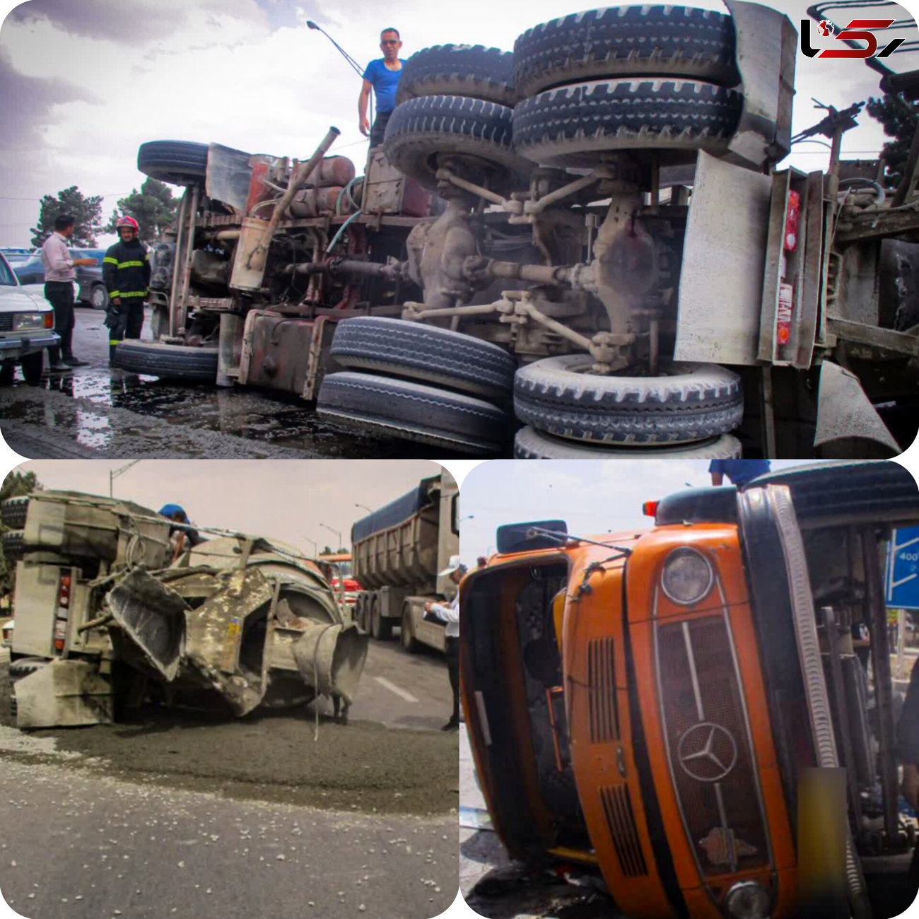 واژگونی عجیب و غریب کامیون!/ در اصفهان اتفاق افتاد! + عکس
