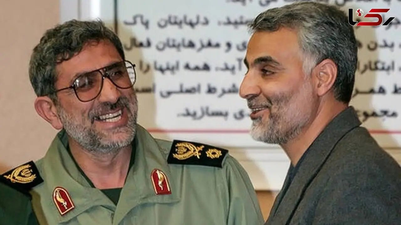 عکس سفر در زمان /  «پسر سردار سلیمانی» در آغوش «سردار قاآنی» بعد از شهادت
