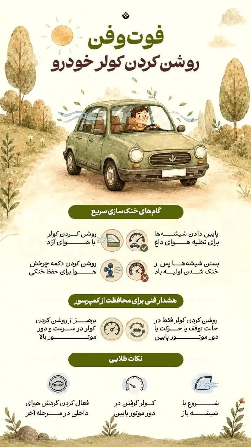فوت‌و‌فن روشن کردن کولر خودرو