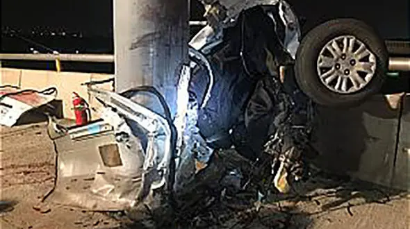 عکس وحشتناک از اجساد 2 تهرانی در دوتیکه شدن تیبا در بزرگراه لشگری + جزییات