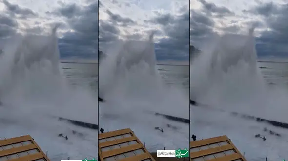 ارتفاع 20 متری امواج در خلیج سن سباستین + فیلم