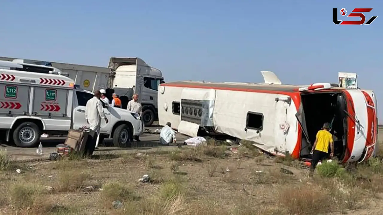 واژگونی مرگبار اتوبوس زائران در قهستان + فیلم