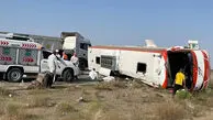واژگونی مرگبار اتوبوس زائران در قهستان + فیلم