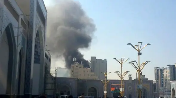 لحظه آتش سوزی در یک قدمی حرم امام رضا( ع) + فیلم