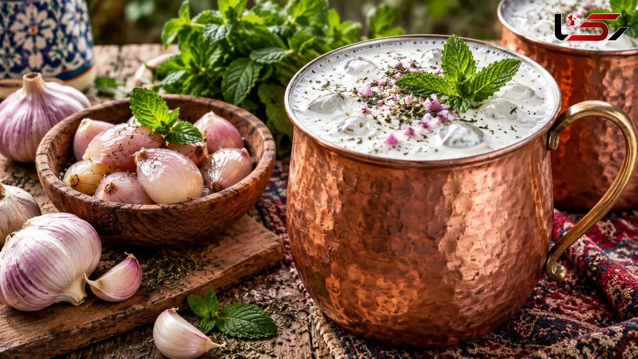 دستور تهیه دوغ موسیر با ماست و موسیر خشک