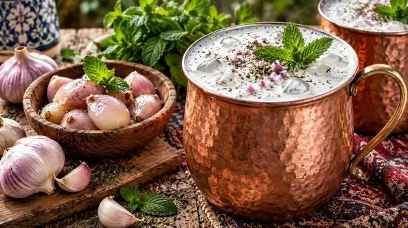 دستور تهیه دوغ موسیر با ماست و موسیر خشک