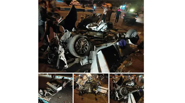 عکس دلهره آور از واژگونی پژو پارس در کیانشهر / خودروی مچاله شد