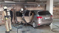  آتش خودروی لاکچری در پارکینگ خانه ای در جنت آباد + عکس
