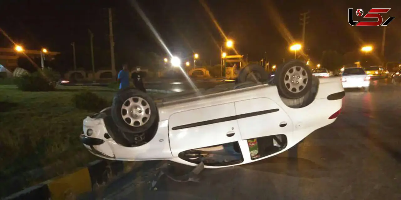 پژو 206 در جاده مرگ آبادان چپ کرد! + عکس