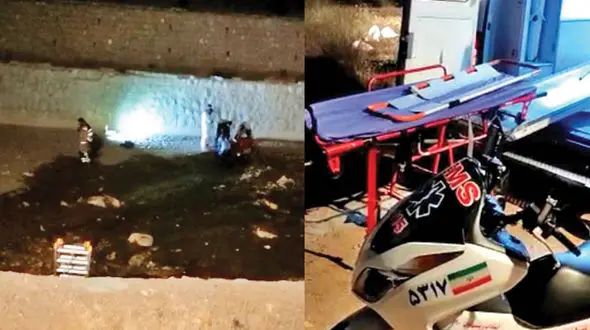  سقوط به رودخانه در صحنه فرار از چنگال سگ وحشی / اورژانس موتور سوار فرشته نجات شد + عکس و گفتگو