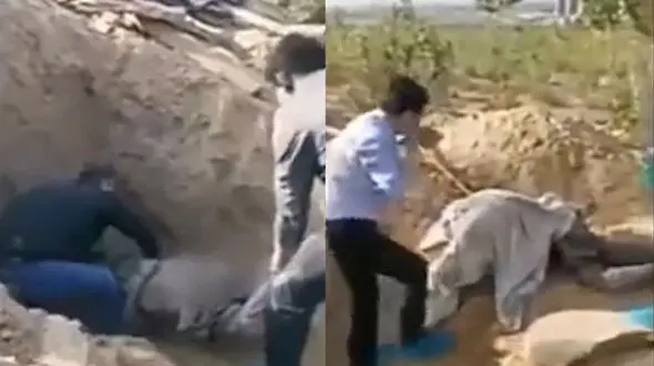 پسر بی رحم مادر معلولش را زنده زنده دفن کرد !+ فیلم / چین