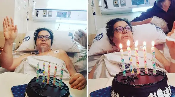 جشن تولد هنرمند سرشناس روی تخت بیمارستان+تصاویر