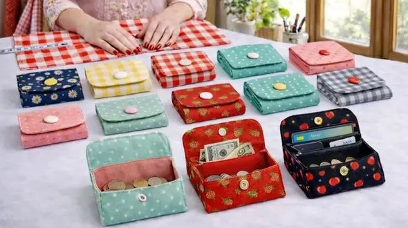 آموزش ساخت کیف پول پارچه ای ساده و زیبا برای هدیه یا فروش/ فیلم