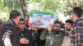 پیکر شهید «جعفر کهریزی» از شهدای هوافضای سپاه در کرمانشاه تشییع شد+عکس