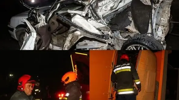 برخورد کامیون با پژو پارس منجر به فوت راننده کامیون شد/ نجات معجزه آسا راننده پژو