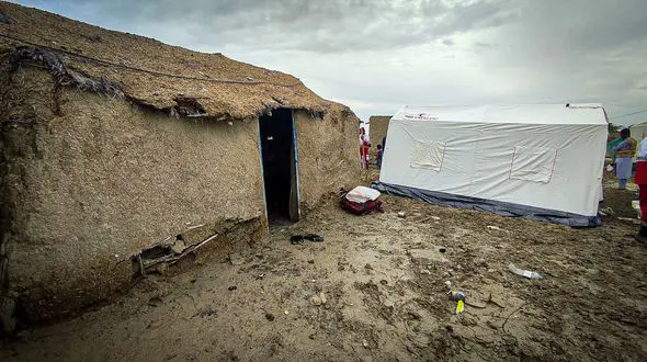 فیلم ورود سیلاب به سد جریکه در سیستان