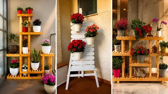 قفسه چوبی گیاهان آپارتمانی؛ ایده‌ای شیک برای خلق یک گوشه سبز و رویایی در خانه