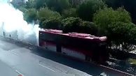 آتش‌سوزی اتوبوس بی آر تی در اتوبان امام علی (ع)+ عکس