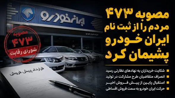 مصوبه ۴۷۳ مردم را از ثبت نام ایران خودرو پشیمان کرد/ ایران خودرو مجبور به فروش اقساطی شد