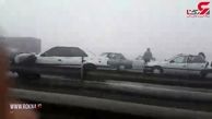 فیلم و تصاویر وحشتناک از تصادف زنجیره ای 130 خودرو در مشهد