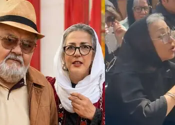 فیلم / گریه ها و حال خراب همسر و دختر اکبر عبدی در مراسم تشییع جنازه