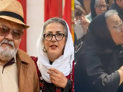 فیلم / گریه ها و حال خراب همسر و دختر اکبر عبدی در مراسم تشییع جنازه