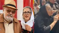 فیلم / گریه ها و حال خراب همسر و دختر اکبر عبدی در مراسم تشییع جنازه