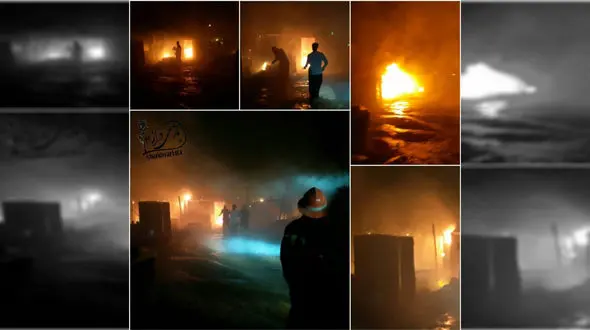 کانکس های زلزله زده ها  در سرپل ذهاب آتش گرفتند + عکس و فیلم تکاندهنده