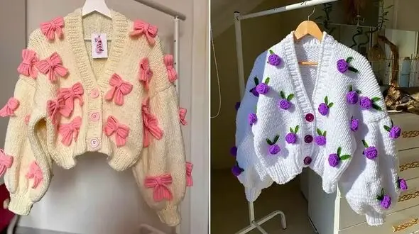 15 مدل ژاکت بافت گلدار شیک برای روزهای سرد پاییز و زمستان