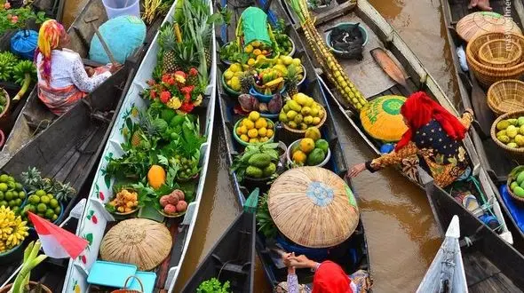 رنگین ترین بازارهای شناور که تاکنون ندیده اید + تصاویر