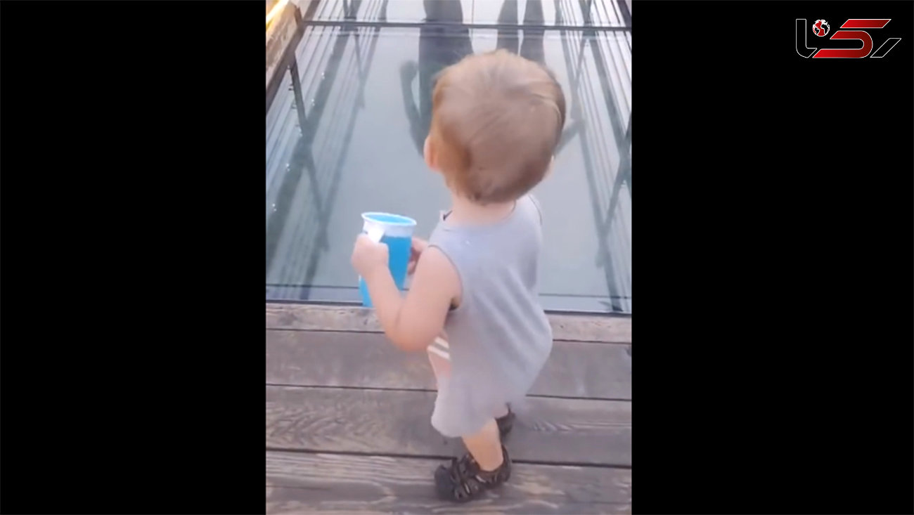 فیلم/ واکنش خنده دار کودک یک ساله به رفتن روی پل شیشه ای 