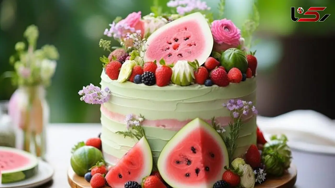 کیک هندوانه ای شب یلدا بدون فر / روش آسان پخت در قابلمه با نتیجه عالی