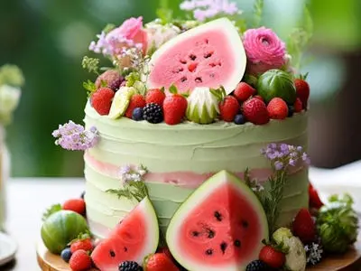 کیک هندوانه ای شب یلدا بدون فر / روش آسان پخت در قابلمه با نتیجه عالی