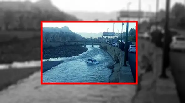 سقوط سوزوکی به داخل رودخانه خرم آباد+ عکس