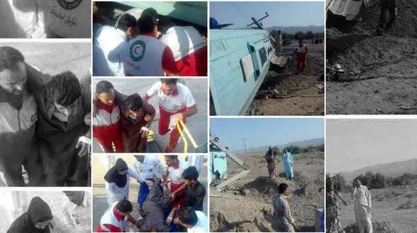 واژگونی اتوبوس در محور نصرت آباد-زاهدان/ یک کشته و ۲۰ مصدوم