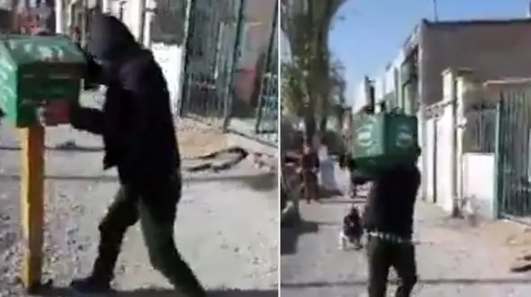 دزد کم حوصله اردبیل صندوق صدقه  را کند و برد! + فیلم دیدنی