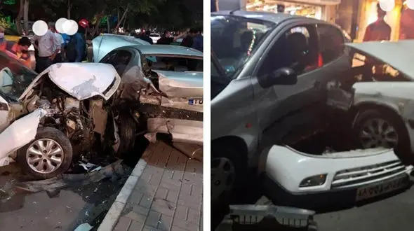 تصادف 3 خودرو در احمد آباد / همگی له شدند + عکس