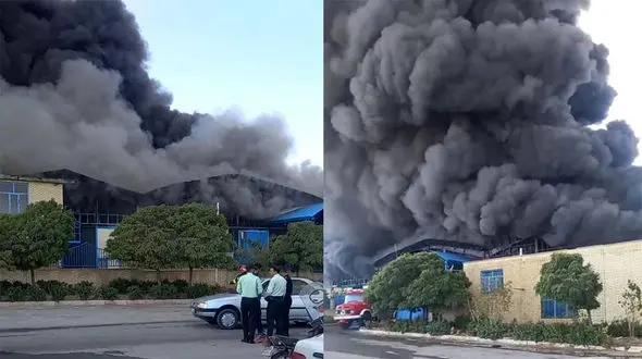 فیلم و جزییات بزرگترین آتش سوزی در گلپایگان / شرکت پلیمر سوخت + عکس