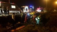 واژگونی خودرو سواری پراید درجاده بوئین زهرا  به قزوین