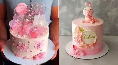 انتخاب بهترین کیک تولد صورتی دخترانه برای سورپرایز تولد / عکس