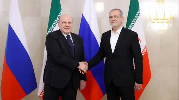 دیدار پزشکیان با نخست وزیر روسیه