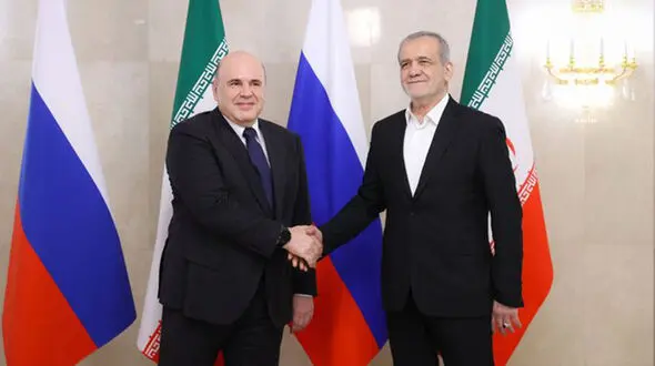 دیدار پزشکیان با نخست وزیر روسیه