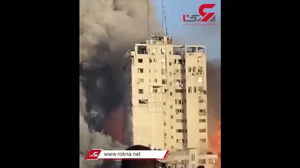 فیلم وحشت آور از لحظه حمله موشکی در فلسطین / ساختمان فرو ریخت 