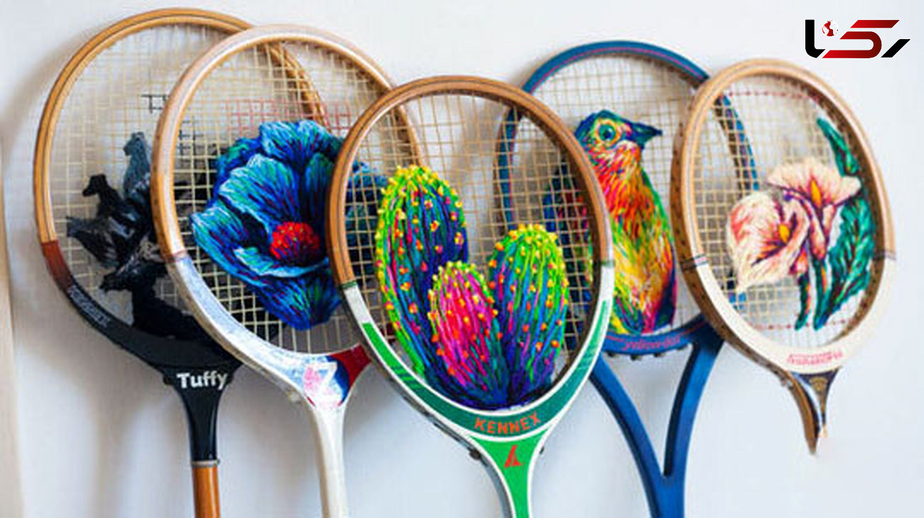 هنر بی نظیر و شگفت انگیز گلدوزی روی راکت تنیس +عکس 